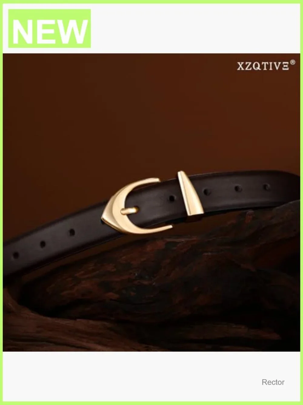 Minimalist Faux Leather Belt with Gold Buckle Women